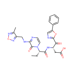 CC[C@@H](C(=O)N[C@@H](CC(=O)O)C(=O)c1ncc(-c2ccccc2)o1)n1ccnc(NCc2nonc2C)c1=O ZINC000028128279