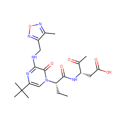 CC[C@@H](C(=O)N[C@@H](CC(=O)O)C(C)=O)n1cc(C(C)(C)C)nc(NCc2nonc2C)c1=O ZINC000028129928