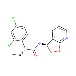 CC[C@@H](C(=O)N[C@@H]1COc2ncccc21)c1ccc(Cl)cc1Cl ZINC000146698016