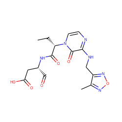 CC[C@@H](C(=O)N[C@H](C=O)CC(=O)O)n1ccnc(NCc2nonc2C)c1=O ZINC000001550171