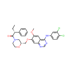 CC[C@@H](C(=O)N1CCO[C@@H](COc2cc3ncnc(Nc4ccc(Cl)c(Cl)c4)c3cc2OC)C1)c1ccccc1 ZINC000114827768