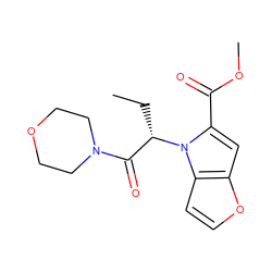 CC[C@@H](C(=O)N1CCOCC1)n1c(C(=O)OC)cc2occc21 ZINC000004435360