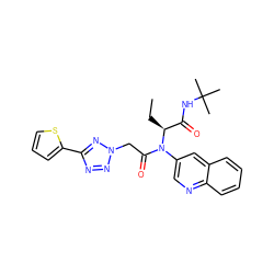 CC[C@@H](C(=O)NC(C)(C)C)N(C(=O)Cn1nnc(-c2cccs2)n1)c1cnc2ccccc2c1 ZINC000008672545