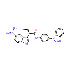 CC[C@@H](C(=O)Nc1ccc(-n2cnc3ccccc32)cc1)c1c[nH]c2ccc(C(=N)N)cc12 ZINC000014950757