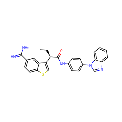 CC[C@@H](C(=O)Nc1ccc(-n2cnc3ccccc32)cc1)c1csc2ccc(C(=N)N)cc12 ZINC000014950920