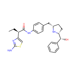 CC[C@@H](C(=O)Nc1ccc(C[C@@H]2CC[C@H]([C@H](O)c3ccccc3)N2)cc1)c1csc(N)n1 ZINC000103252145