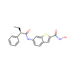 CC[C@@H](C(=O)Nc1ccc2cc(C(=O)NO)sc2c1)c1ccccc1 ZINC000028900027