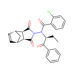 CC[C@@H](C(=O)c1ccccc1)N(C(=O)c1ccccc1Cl)N1C(=O)[C@H]2[C@H]3C=C[C@@H](C3)[C@H]2C1=O ZINC000101206536