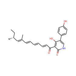 CC[C@@H](C)/C=C(C)/C=C/C=C/C=C/C(=O)c1c(O)c(-c2ccc(O)cc2)c[nH]c1=O ZINC000015212919