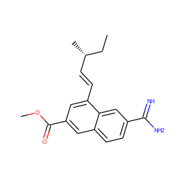 CC[C@@H](C)/C=C/c1cc(C(=O)OC)cc2ccc(C(=N)N)cc12 ZINC000043060704