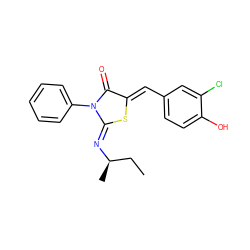 CC[C@@H](C)/N=C1\S/C(=C\c2ccc(O)c(Cl)c2)C(=O)N1c1ccccc1 ZINC000049126149