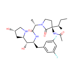 CC[C@@H](C)[C@@]1(NC(C)=O)CCN([C@@H](C)C(=O)N[C@@H](Cc2cc(F)cc(F)c2)[C@H](O)[C@H]2C[C@H](O)CN2)C1=O ZINC000073167386