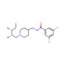 CC[C@@H](C)[C@@H](C)CN1CCC(CNC(=O)c2cc(Cl)cc(Cl)c2)CC1 ZINC000040953285