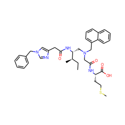 CC[C@@H](C)[C@@H](CN(CC(=O)N[C@@H](CCSC)C(=O)O)Cc1cccc2ccccc12)NC(=O)Cc1cn(Cc2ccccc2)cn1 ZINC000026992598