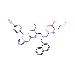 CC[C@@H](C)[C@@H](CN(CC(=O)N[C@@H](CCSC)C(=O)O)Cc1cccc2ccccc12)NC(=O)Cc1cncn1Cc1ccc(C#N)cc1 ZINC000028968068