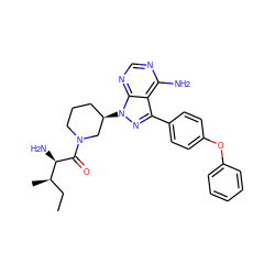 CC[C@@H](C)[C@@H](N)C(=O)N1CCC[C@@H](n2nc(-c3ccc(Oc4ccccc4)cc3)c3c(N)ncnc32)C1 ZINC000653793690