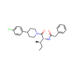 CC[C@@H](C)[C@@H](NC(=O)Cc1ccccc1)C(=O)N1CCC(c2ccc(Cl)cc2)CC1 ZINC000095572801