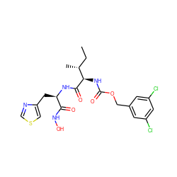 CC[C@@H](C)[C@@H](NC(=O)OCc1cc(Cl)cc(Cl)c1)C(=O)N[C@H](Cc1cscn1)C(=O)NO ZINC000026502924