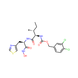 CC[C@@H](C)[C@@H](NC(=O)OCc1ccc(Cl)c(Cl)c1)C(=O)N[C@H](Cc1cscn1)C(=O)NO ZINC000026569539