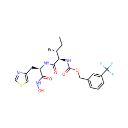 CC[C@@H](C)[C@@H](NC(=O)OCc1cccc(C(F)(F)F)c1)C(=O)N[C@H](Cc1cscn1)C(=O)NO ZINC000026501254