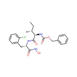 CC[C@@H](C)[C@@H](NC(=O)OCc1ccccc1)C(=O)N[C@@H](Cc1ccccc1Cl)C(=O)NO ZINC000026501535