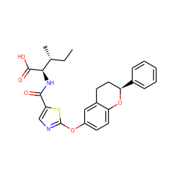 CC[C@@H](C)[C@@H](NC(=O)c1cnc(Oc2ccc3c(c2)CC[C@@H](c2ccccc2)O3)s1)C(=O)O ZINC000145512514