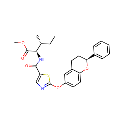 CC[C@@H](C)[C@@H](NC(=O)c1cnc(Oc2ccc3c(c2)CC[C@@H](c2ccccc2)O3)s1)C(=O)OC ZINC000145522994