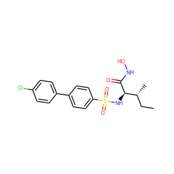 CC[C@@H](C)[C@@H](NS(=O)(=O)c1ccc(-c2ccc(Cl)cc2)cc1)C(=O)NO ZINC000473168848