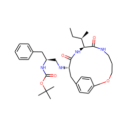 CC[C@@H](C)[C@@H]1NC(=O)[C@@H](NC[C@H](Cc2ccccc2)NC(=O)OC(C)(C)C)Cc2ccc(cc2)OCCCNC1=O ZINC000029394091