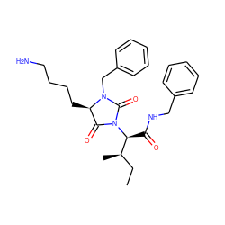 CC[C@@H](C)[C@H](C(=O)NCc1ccccc1)N1C(=O)[C@@H](CCCCN)N(Cc2ccccc2)C1=O ZINC000026377528