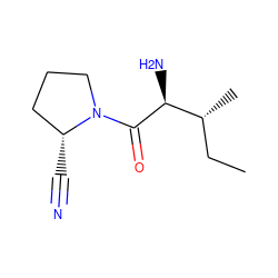 CC[C@@H](C)[C@H](N)C(=O)N1CCC[C@H]1C#N ZINC000026577094