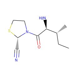 CC[C@@H](C)[C@H](N)C(=O)N1CCS[C@H]1C#N ZINC000026662685