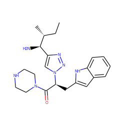 CC[C@@H](C)[C@H](N)c1cn([C@@H](Cc2cc3ccccc3[nH]2)C(=O)N2CCNCC2)nn1 ZINC000013478089