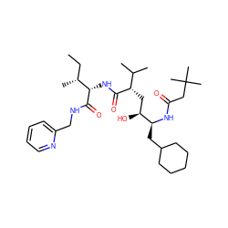 CC[C@@H](C)[C@H](NC(=O)[C@@H](C[C@H](O)[C@H](CC1CCCCC1)NC(=O)CC(C)(C)C)C(C)C)C(=O)NCc1ccccn1 ZINC000027901522