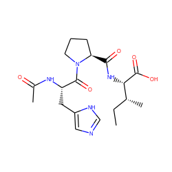 CC[C@@H](C)[C@H](NC(=O)[C@@H]1CCCN1C(=O)[C@H](Cc1cnc[nH]1)NC(C)=O)C(=O)O ZINC000036176334