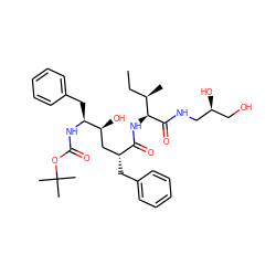 CC[C@@H](C)[C@H](NC(=O)[C@H](Cc1ccccc1)C[C@H](O)[C@H](Cc1ccccc1)NC(=O)OC(C)(C)C)C(=O)NC[C@@H](O)CO ZINC000014943164