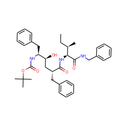 CC[C@@H](C)[C@H](NC(=O)[C@H](Cc1ccccc1)C[C@H](O)[C@H](Cc1ccccc1)NC(=O)OC(C)(C)C)C(=O)NCc1ccccc1 ZINC000014943160