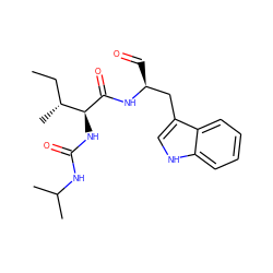 CC[C@@H](C)[C@H](NC(=O)NC(C)C)C(=O)N[C@@H](C=O)Cc1c[nH]c2ccccc12 ZINC000027425985