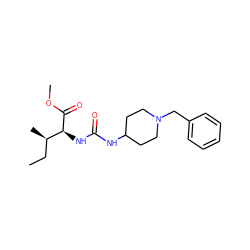 CC[C@@H](C)[C@H](NC(=O)NC1CCN(Cc2ccccc2)CC1)C(=O)OC ZINC000005157632