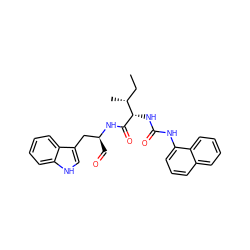 CC[C@@H](C)[C@H](NC(=O)Nc1cccc2ccccc12)C(=O)N[C@@H](C=O)Cc1c[nH]c2ccccc12 ZINC000027425024