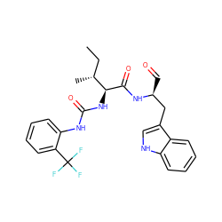 CC[C@@H](C)[C@H](NC(=O)Nc1ccccc1C(F)(F)F)C(=O)N[C@@H](C=O)Cc1c[nH]c2ccccc12 ZINC000027425975