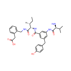 CC[C@@H](C)[C@H](NC(=O)c1cc(Cc2ccc(O)cc2)cc(NC(=O)[C@@H](N)C(C)C)c1)C(=O)NCc1ccccc1CC(=O)O ZINC000044306596