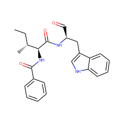 CC[C@@H](C)[C@H](NC(=O)c1ccccc1)C(=O)N[C@@H](C=O)Cc1c[nH]c2ccccc12 ZINC000027434699