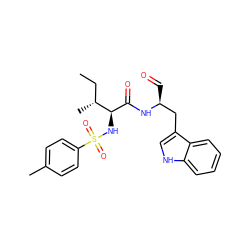 CC[C@@H](C)[C@H](NS(=O)(=O)c1ccc(C)cc1)C(=O)N[C@@H](C=O)Cc1c[nH]c2ccccc12 ZINC000027431797