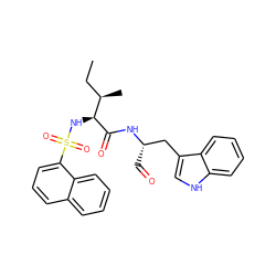 CC[C@@H](C)[C@H](NS(=O)(=O)c1cccc2ccccc12)C(=O)N[C@@H](C=O)Cc1c[nH]c2ccccc12 ZINC000027432368