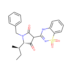 CC[C@@H](C)[C@H]1C(=O)C(C2=NS(=O)(=O)c3ccccc3N2)C(=O)N1Cc1ccccc1 ZINC000034817392