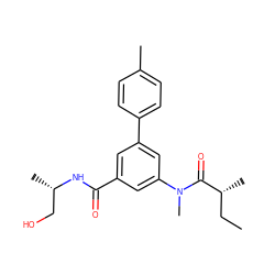 CC[C@@H](C)C(=O)N(C)c1cc(C(=O)N[C@@H](C)CO)cc(-c2ccc(C)cc2)c1 ZINC000142654150