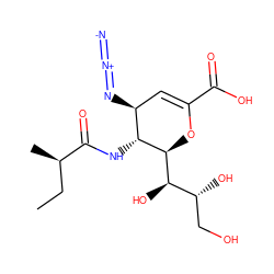 CC[C@@H](C)C(=O)N[C@@H]1[C@@H](N=[N+]=[N-])C=C(C(=O)O)O[C@H]1[C@H](O)[C@H](O)CO ZINC000299828888