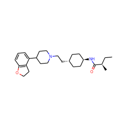 CC[C@@H](C)C(=O)N[C@H]1CC[C@H](CCN2CCC(c3cccc4c3CCO4)CC2)CC1 ZINC000261192057