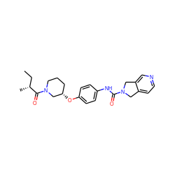 CC[C@@H](C)C(=O)N1CCC[C@H](Oc2ccc(NC(=O)N3Cc4ccncc4C3)cc2)C1 ZINC000167548665